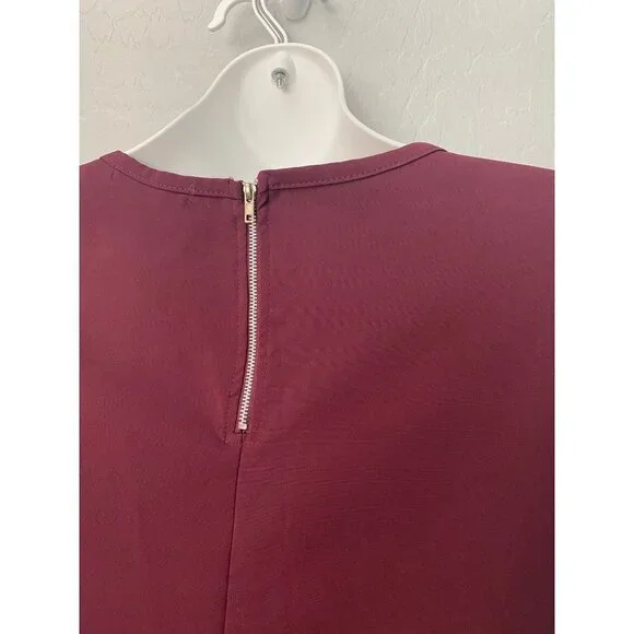 Women's Moral Fiber Burgundy Lace Crochet Zipper Back Blouse - Picture 5 of 8